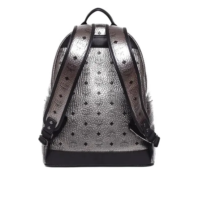MCM Dual Stark Cyber Flash Backpack in Silver Visetos