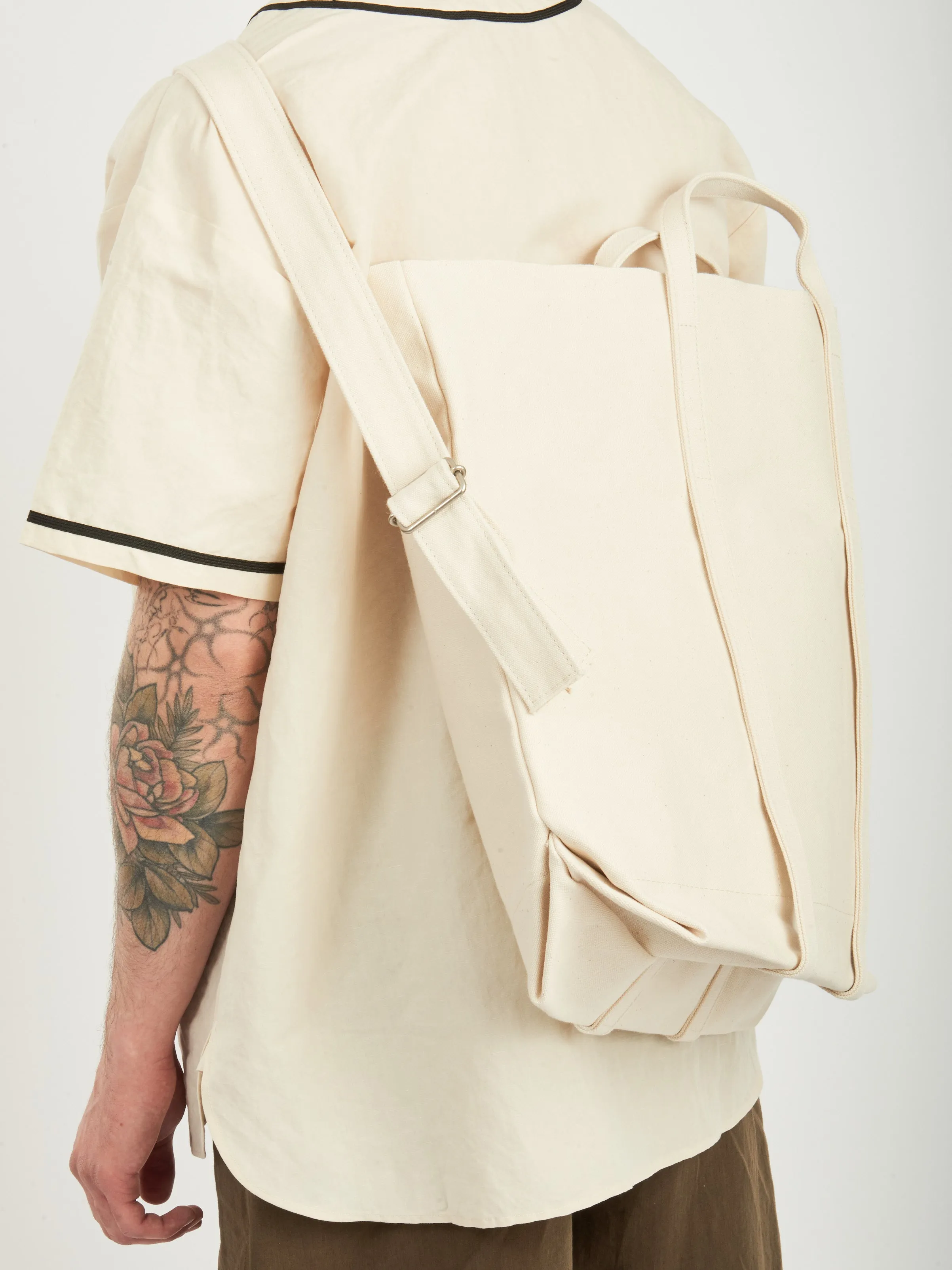 Medium White Washed Canvas 2Way Messenger Bag