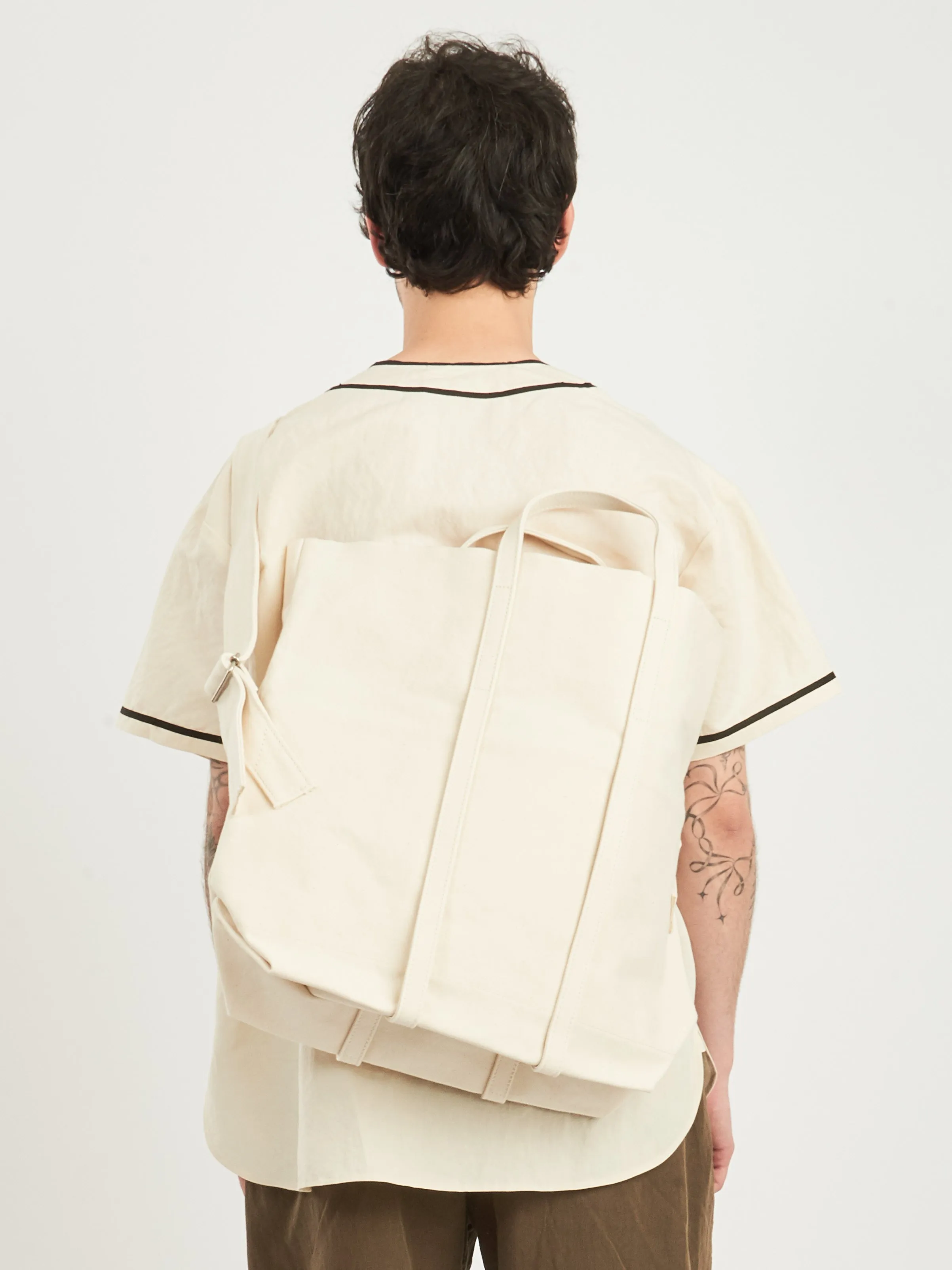 Medium White Washed Canvas 2Way Messenger Bag