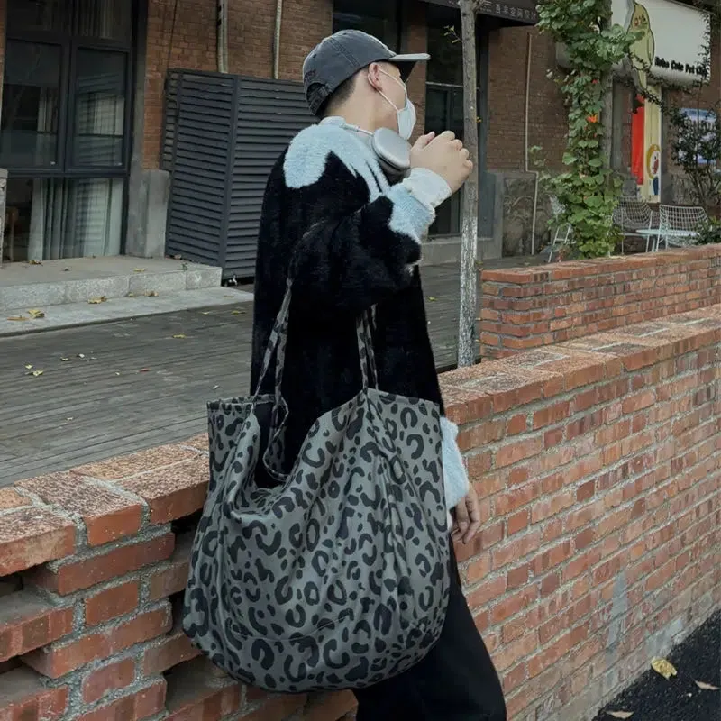 Men's Leopard Print Tote Bag