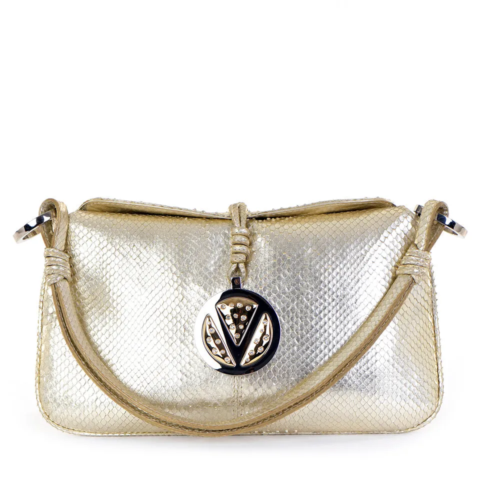 Metallic Silver Snakeskin Mini Bag