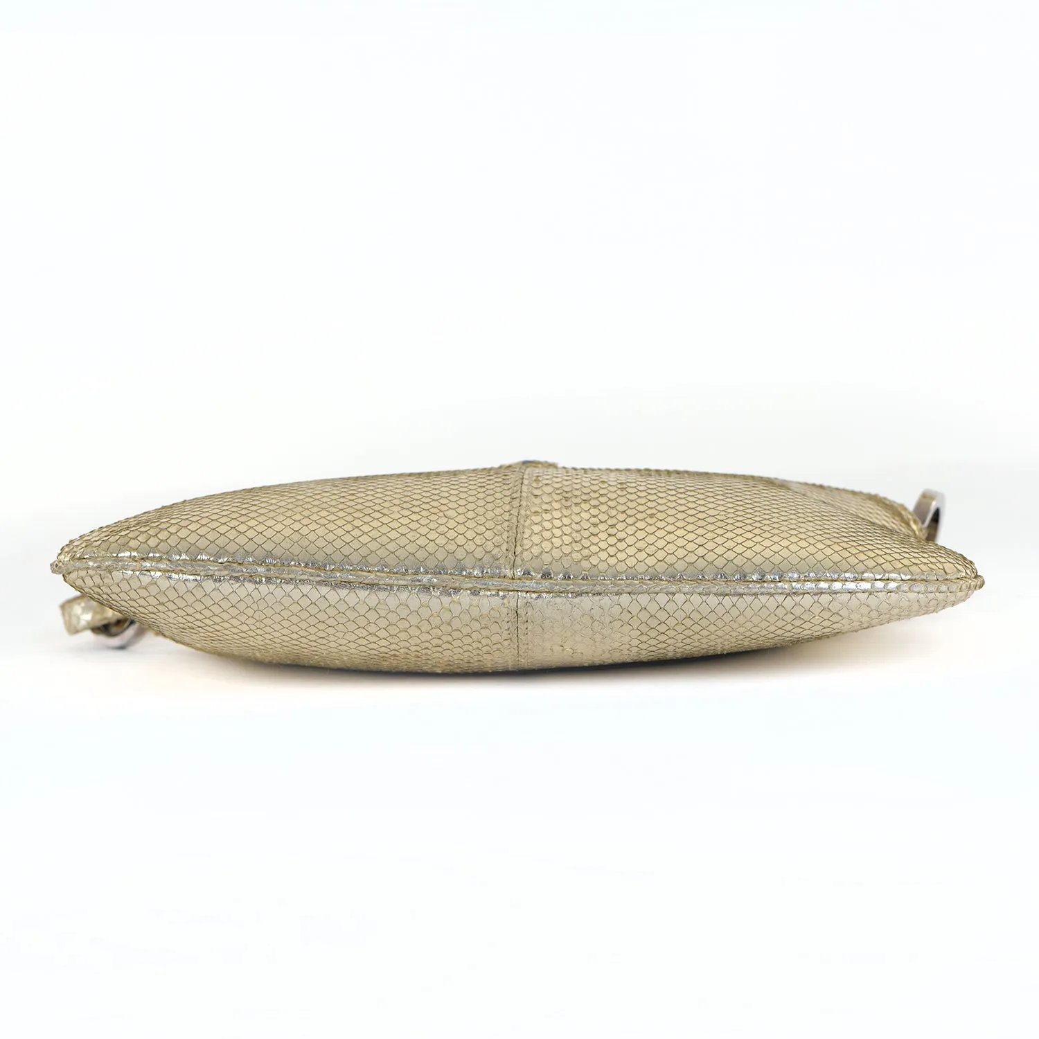 Metallic Silver Snakeskin Mini Bag