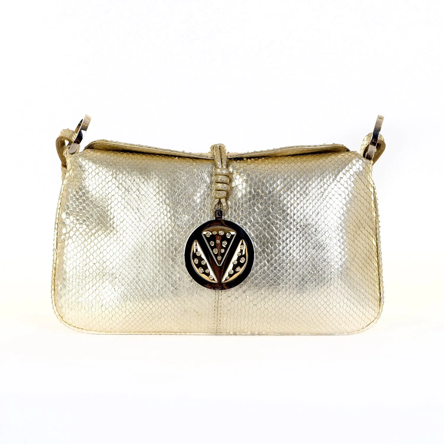 Metallic Silver Snakeskin Mini Bag