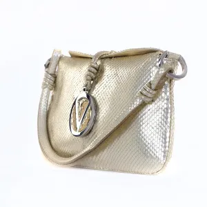 Metallic Silver Snakeskin Mini Bag