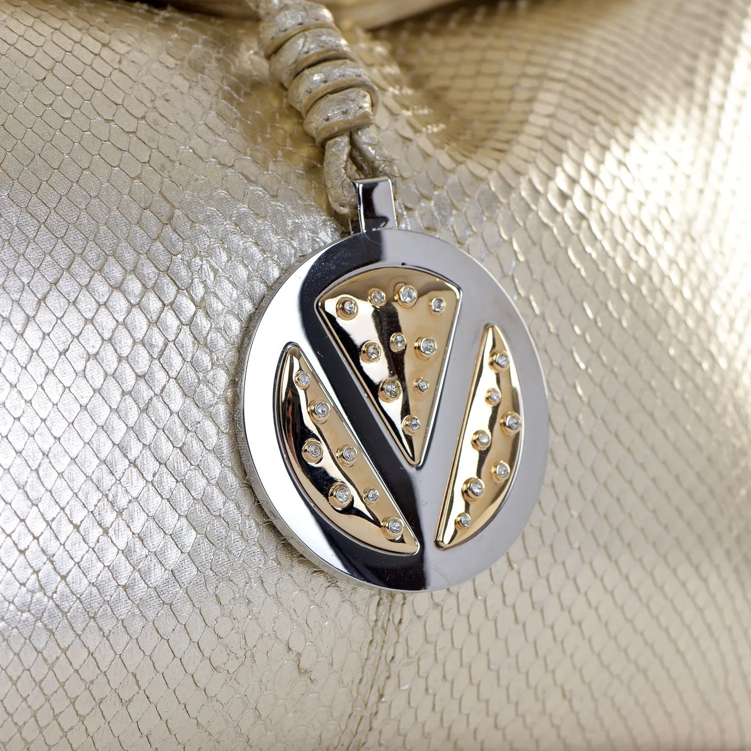 Metallic Silver Snakeskin Mini Bag