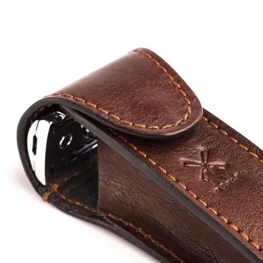 MÜHLE Brown Leather Safety Razor Travel Pouch