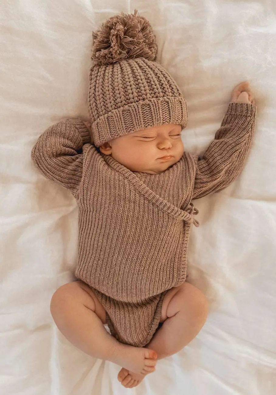 Miann & Co Baby - Knit Wrap Bodysuit - Oatmeal