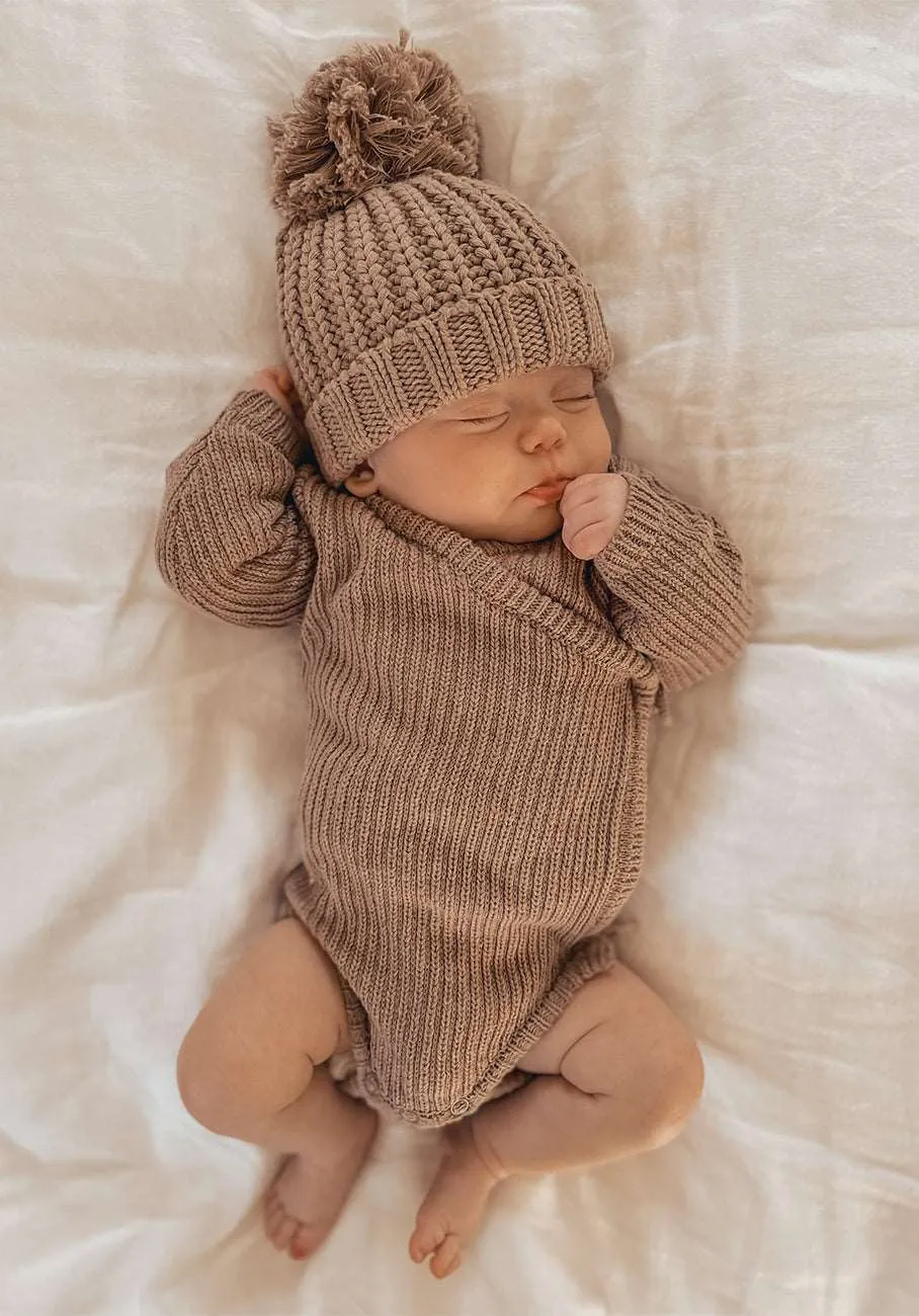 Miann & Co Baby - Knit Wrap Bodysuit - Oatmeal
