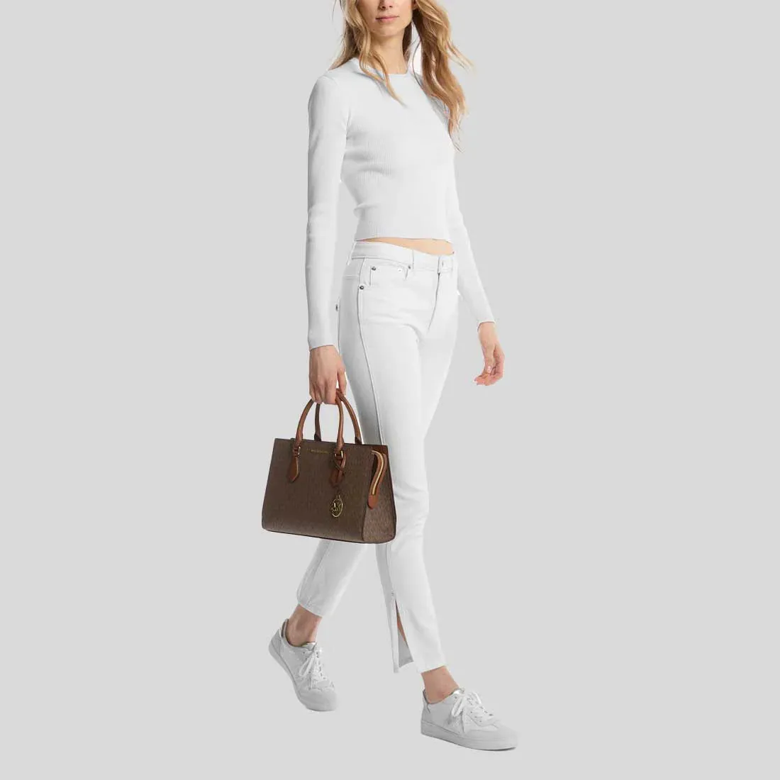 MICHAEL KORS Sheila Medium Logo Satchel Brown RB-35S3G6HS2B