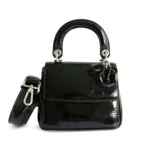 Micro Be Dior Bag in Black Patent Leather