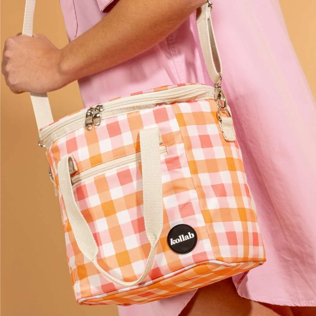 Mini Cooler Watermelon Peach Check
