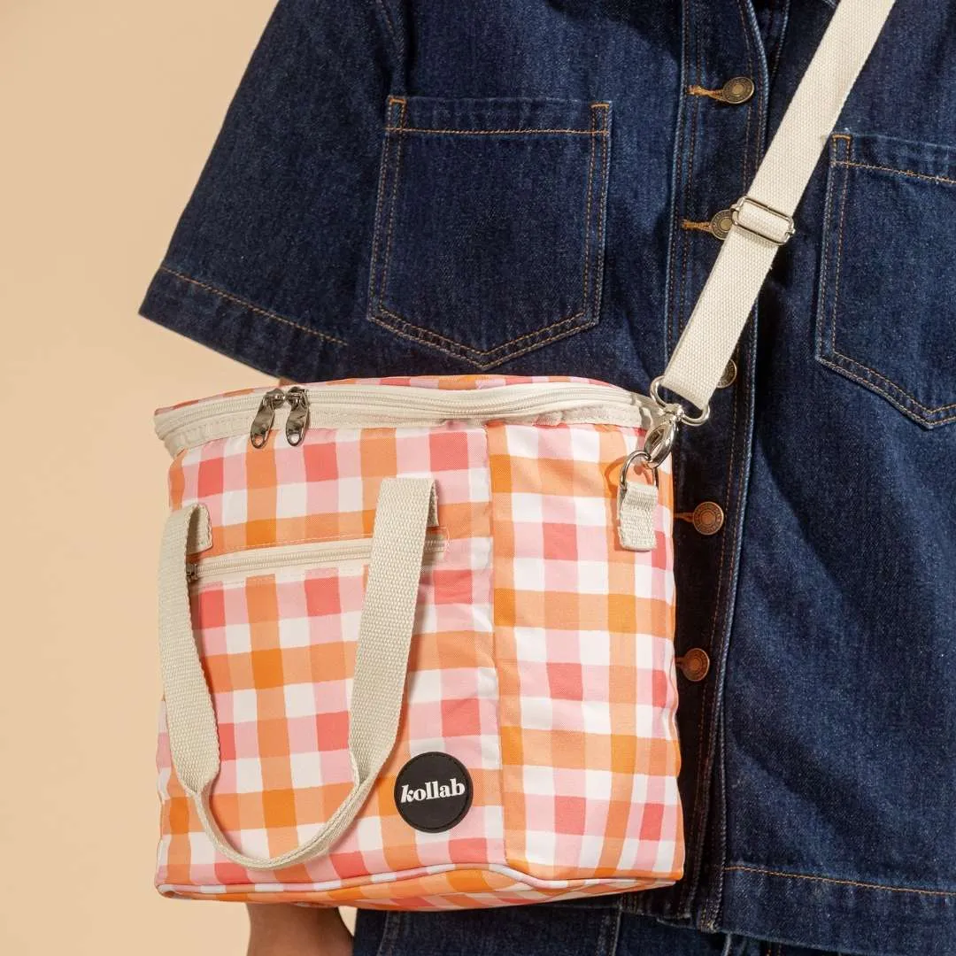 Mini Cooler Watermelon Peach Check