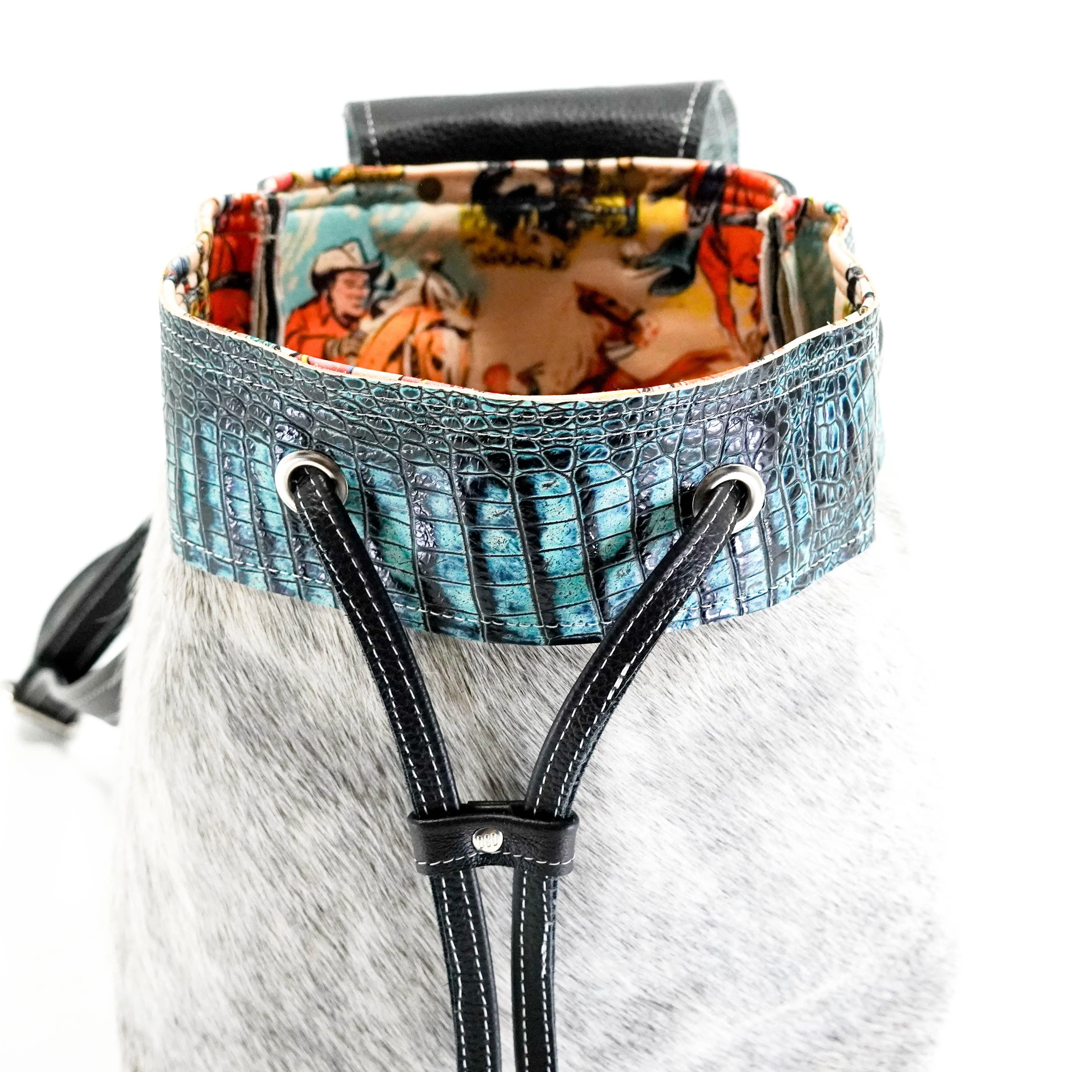 Mini Kelsea Backpack - Grey Brindle w/ Aqua Croc