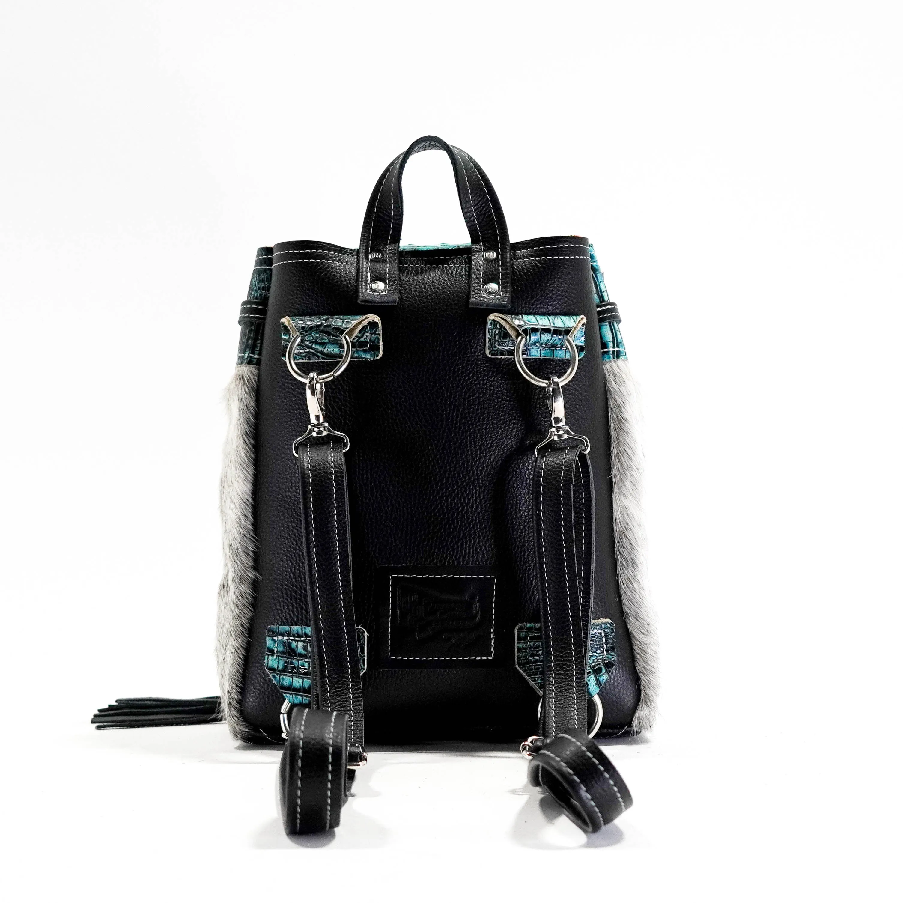 Mini Kelsea Backpack - Grey Brindle w/ Aqua Croc
