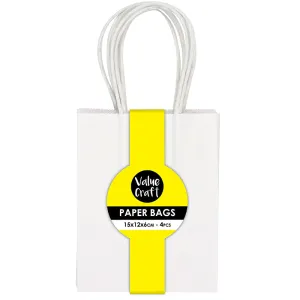 MINI PAPER BAGS 15X12CM WHITE 4PC