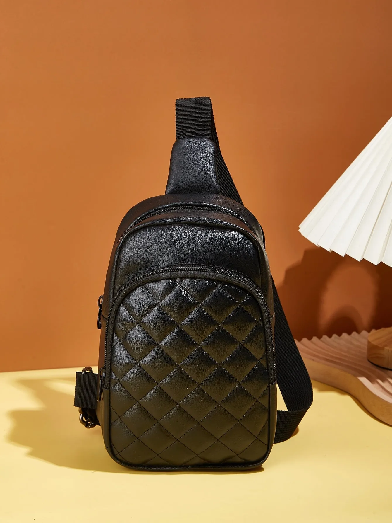 Mini Quilted Sling Bag - Black