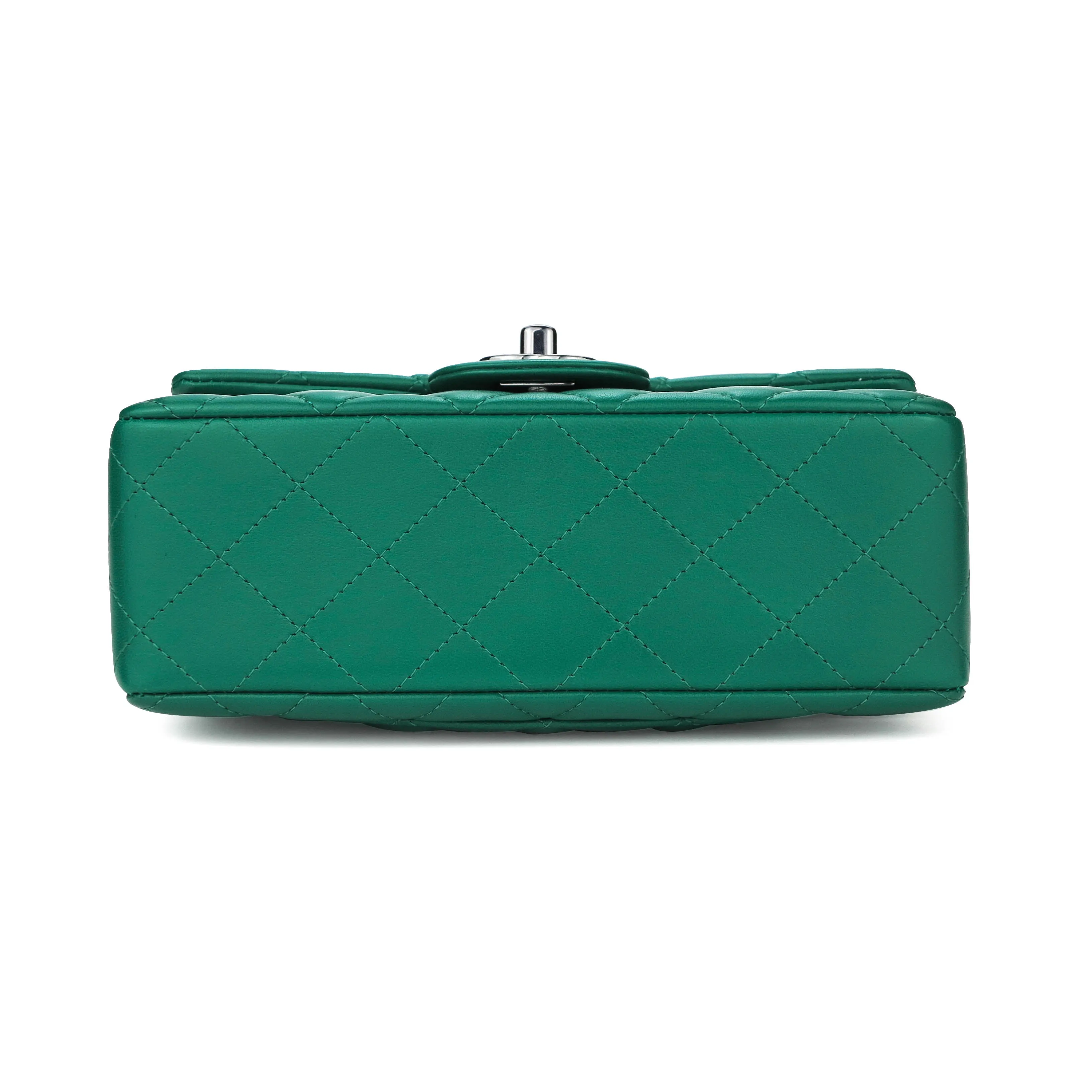 Mini Rectangular Flap Bag in Emerald Green Lambskin