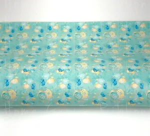 Mint Floral on Teal Synthetic Leather Sheet USDR