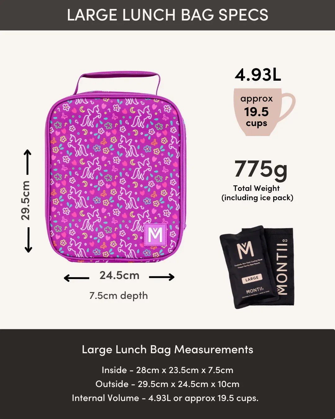 Montiico Large Insulated Lunch Bag - Safari