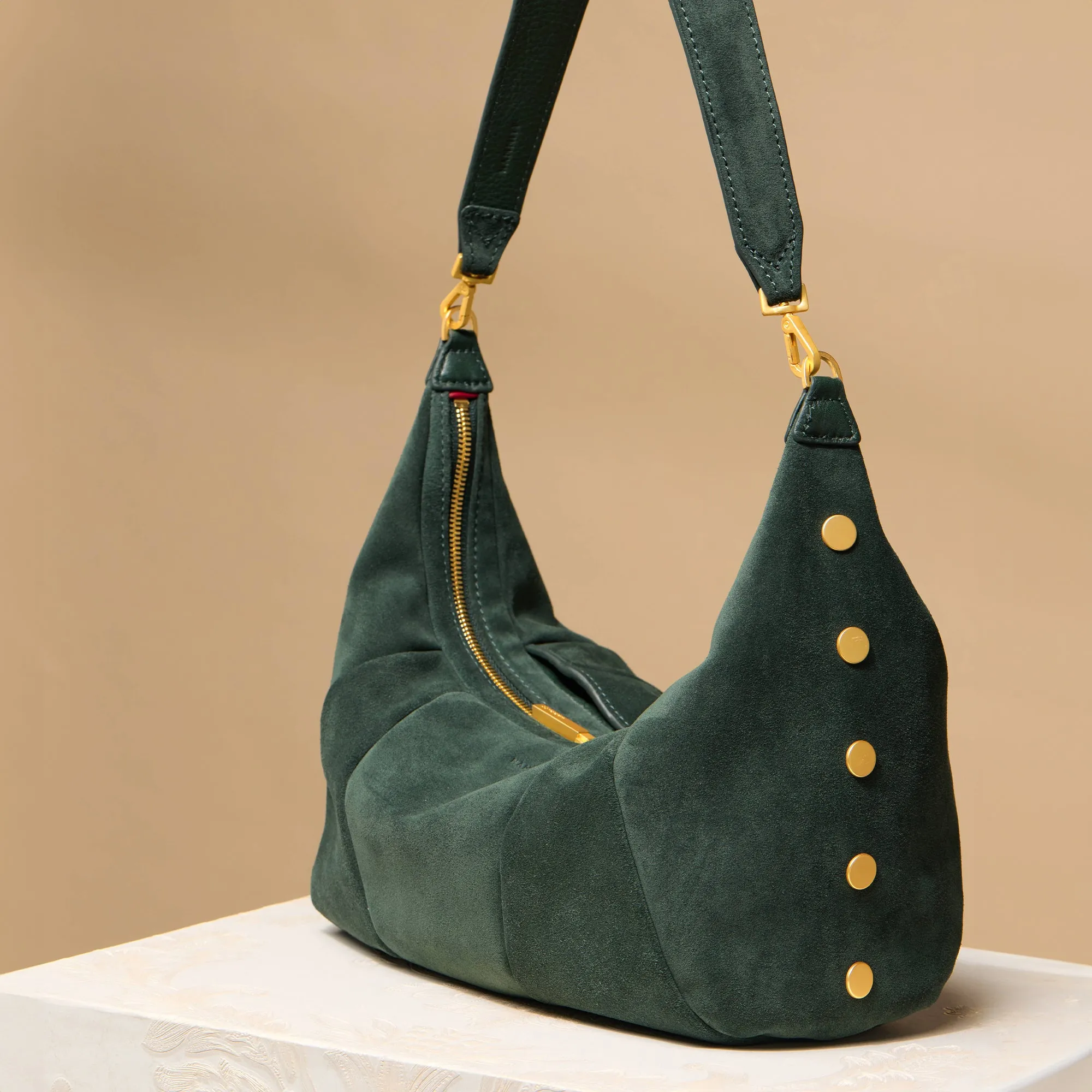 Morgan | Green Room Suede/Brushed Gold