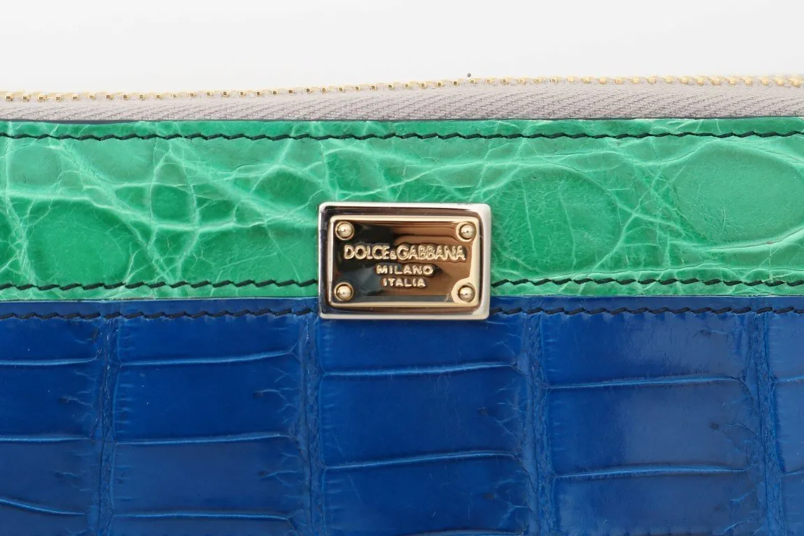 Multicolor Alligator Crocodile Leather Continental Wallet