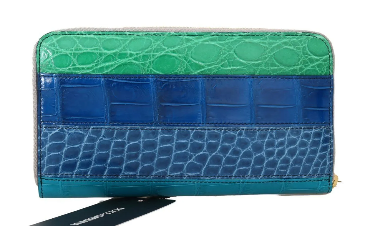 Multicolor Alligator Crocodile Leather Continental Wallet