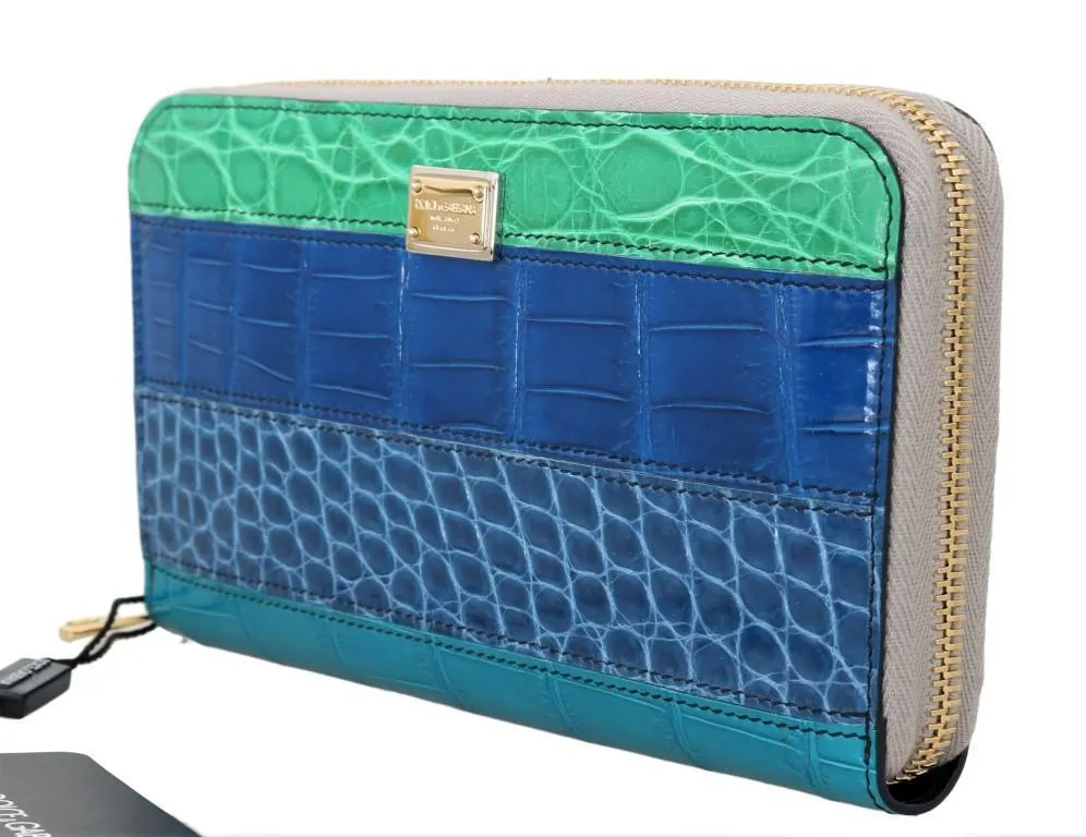 Multicolor Alligator Crocodile Leather Continental Wallet