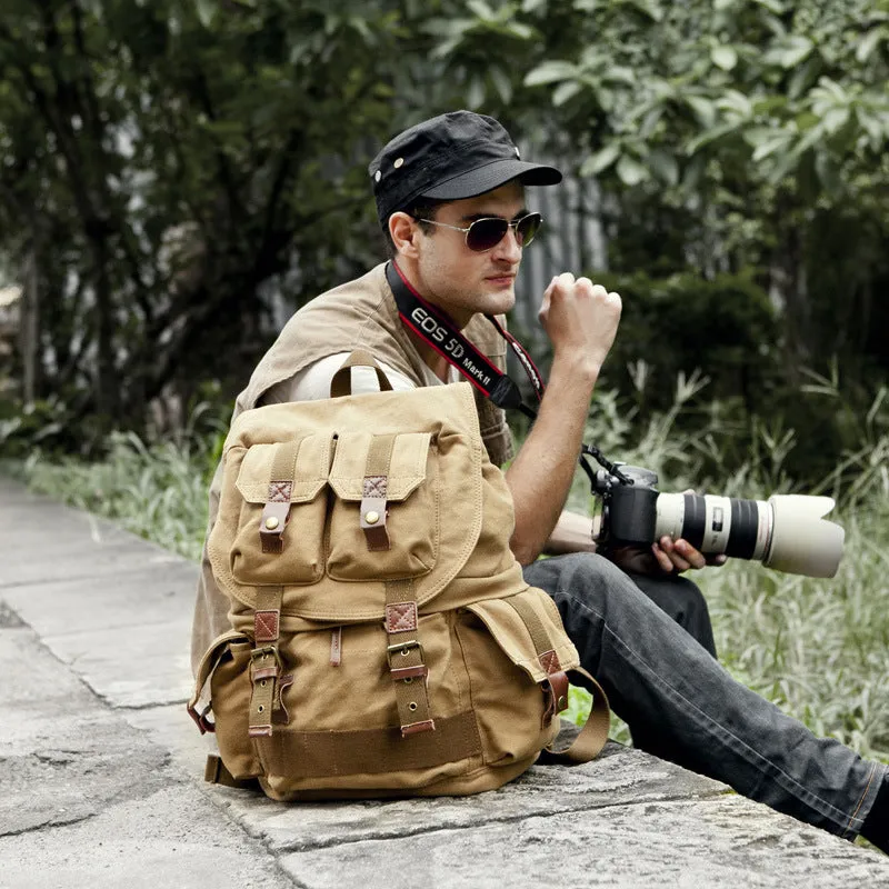 Multifuction Canvas Backpack Camera Ruckpack
