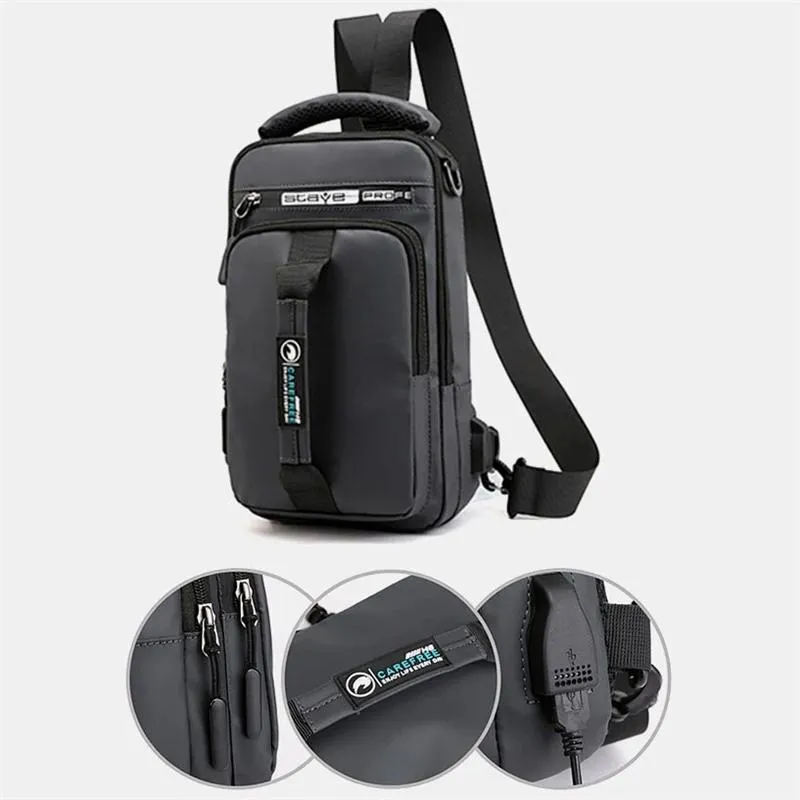 Multifunction Lightweight Outdoor Sling Bag Chest Bag Crossbody Bag With USB Charging Port