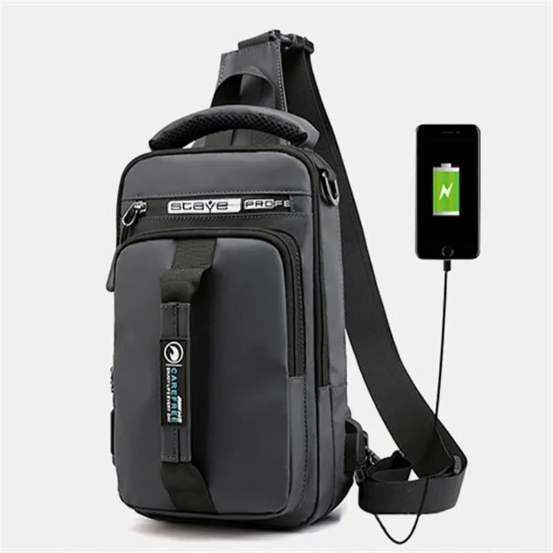 Multifunction Lightweight Outdoor Sling Bag Chest Bag Crossbody Bag With USB Charging Port