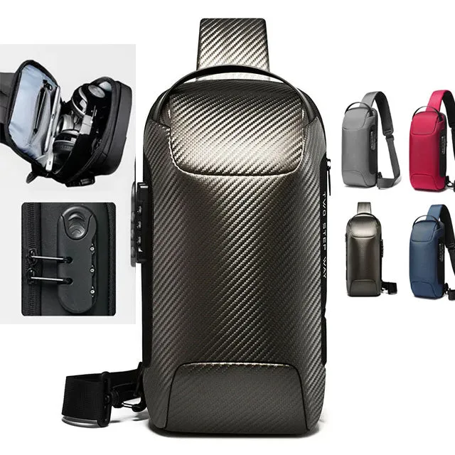 Multifunctional Anti-Theft Sling Bag Carbon Fiber Oxford Cloth Waterproof Scratch-resistant Bag 7 Color