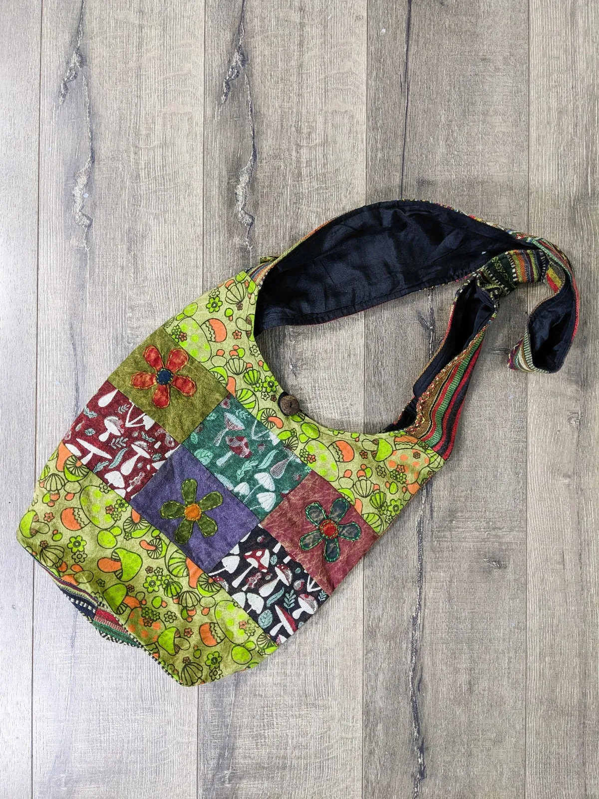 Mushroom Print & Patch Shoulder Bag