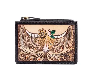 Myra Bag Bloomin' Steer Hand-tooled Credit Card Holder