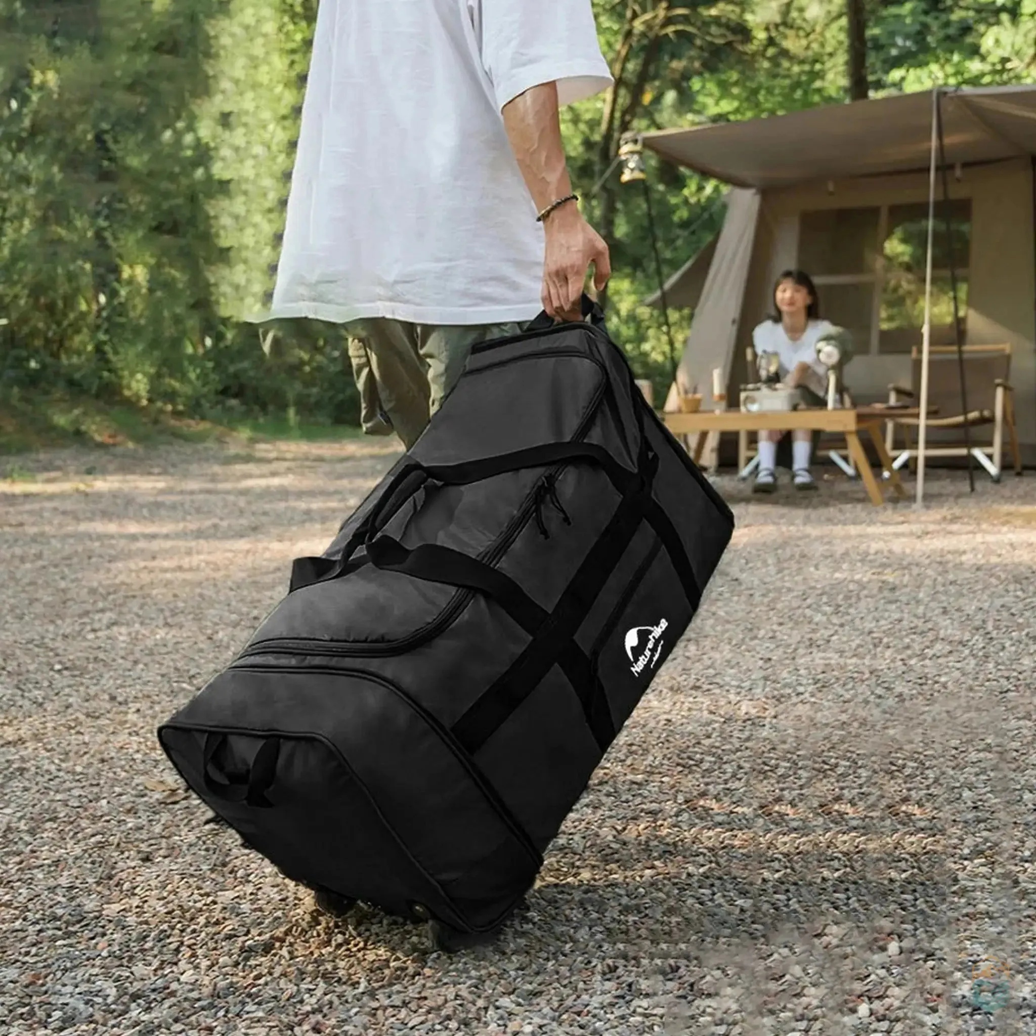 Naturehike 88L Large Capacity Camping Bag Folding Travel Duffel with Wheels for Outdoor Gear