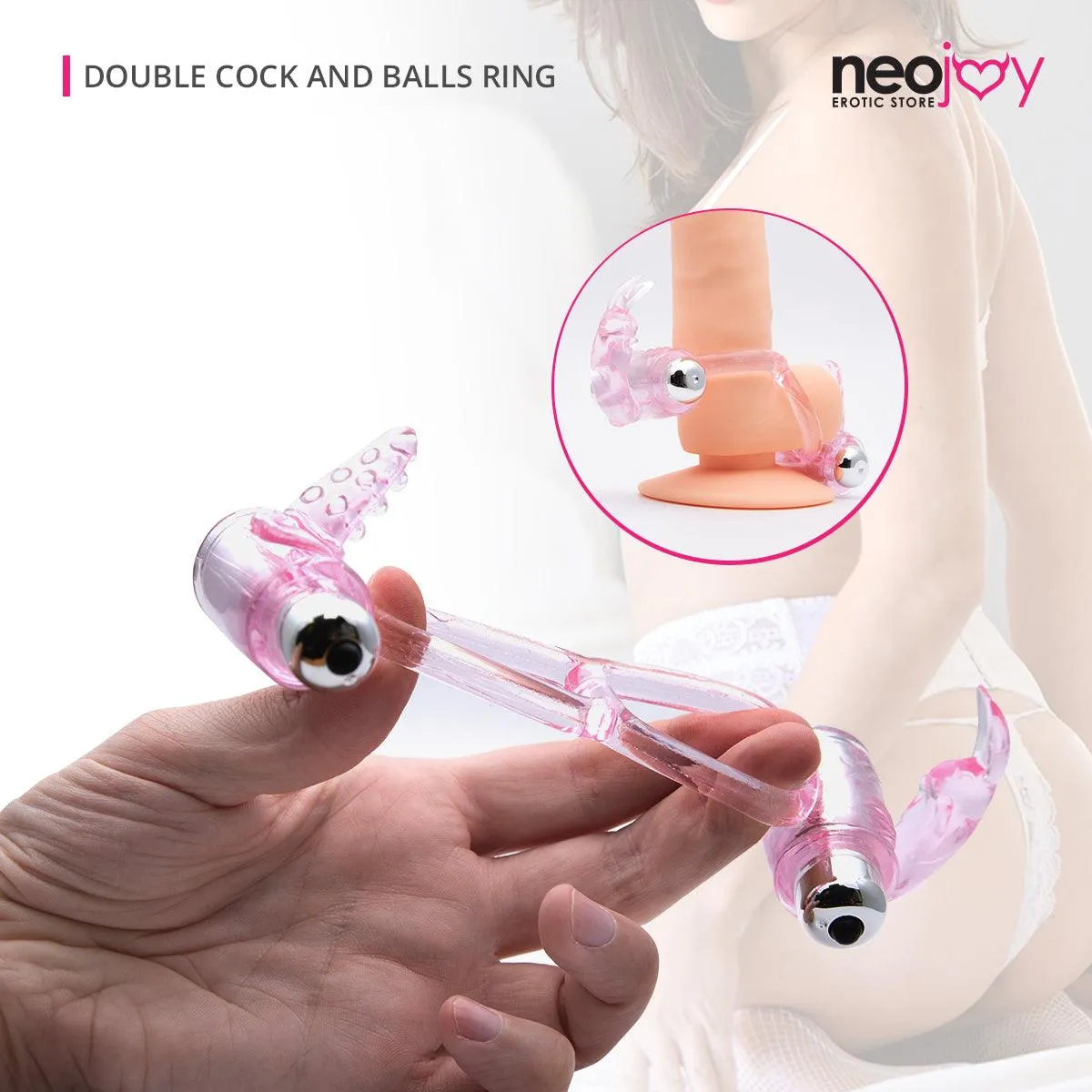 Neojoy Dual Bullet Ring Jelly Cock and Balls Double Ring Erection Enhancer