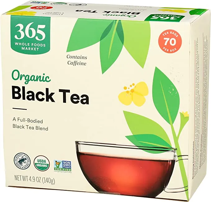 New 365 Everyday Value Organic Black Tea (70 Tea Bags), 4.9 oz BB 8/15/23