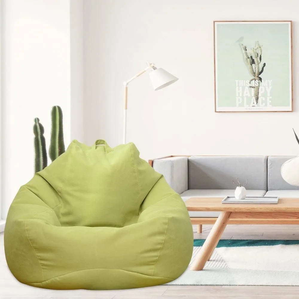 NEW Bean Bag Chair Cover (Without Filler) Bean Bag Sofa Couch Cover High Back Lazy Sofa Bean Bags Plush Toy Storage Bag Clothes Organizer Beanbag Chair Cover for Adults Kids (Green, XL: 39.4 x 47.2in)