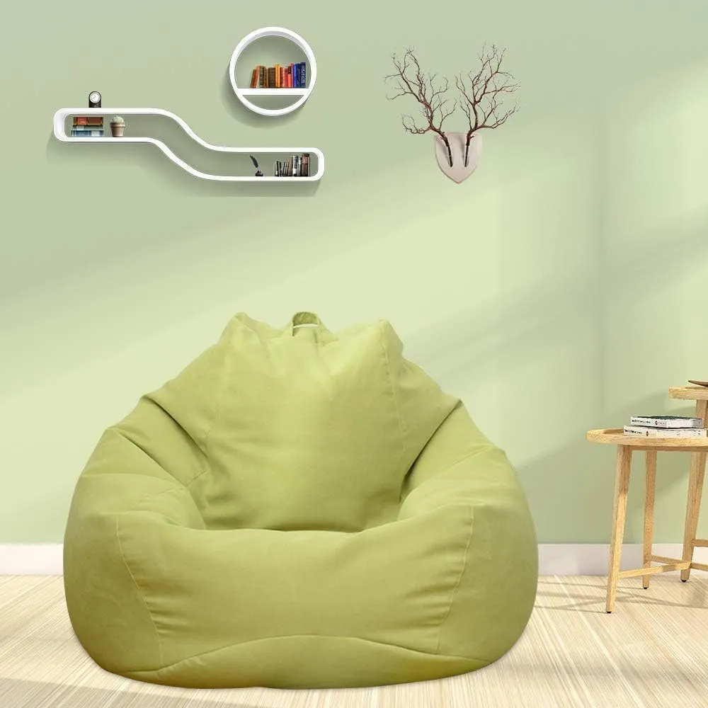 NEW Bean Bag Chair Cover (Without Filler) Bean Bag Sofa Couch Cover High Back Lazy Sofa Bean Bags Plush Toy Storage Bag Clothes Organizer Beanbag Chair Cover for Adults Kids (Green, XL: 39.4 x 47.2in)