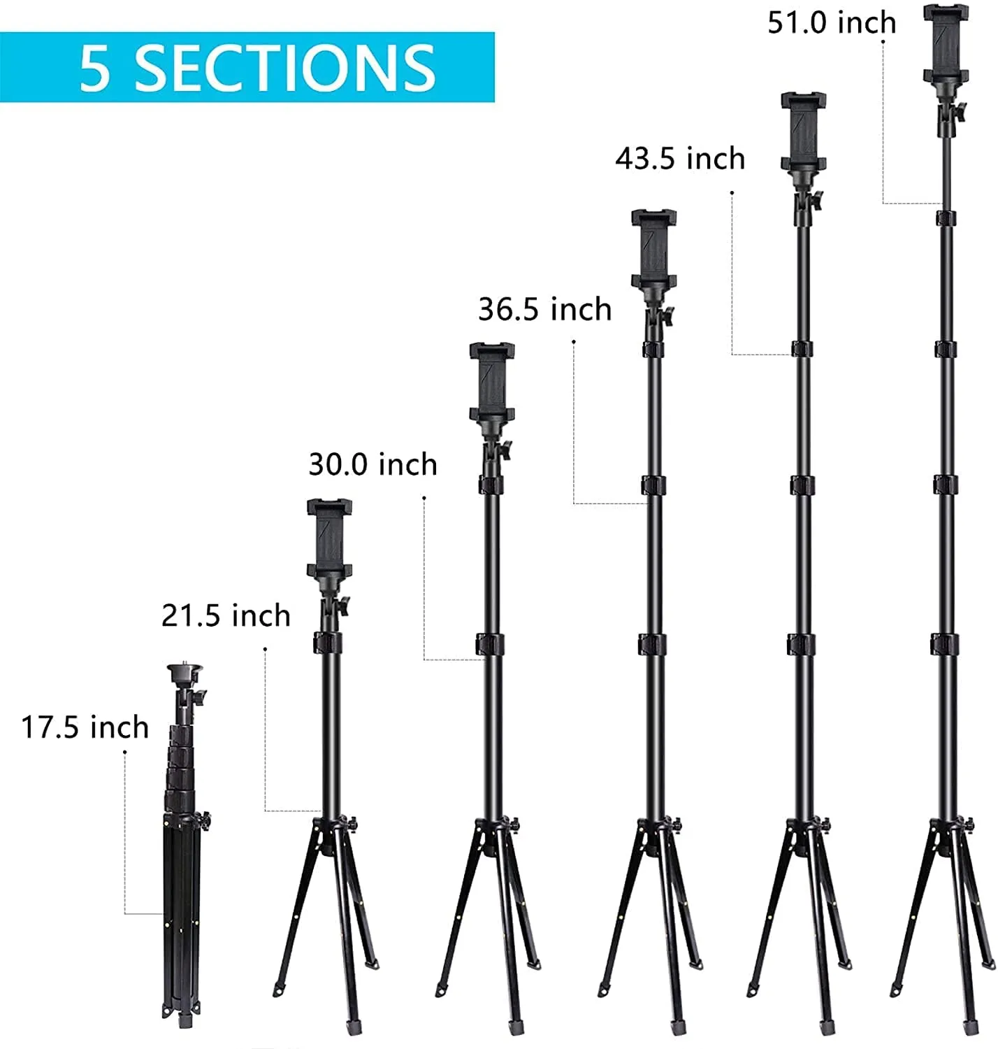New in box! UBeesize 51" Selfie Stick/Tripod Combo with Extendable Tripod Stand with Bluetooth Remote for iPhone Android Phone, Heavy Duty Aluminum, Lightweight, Load capacity: 1 Kg