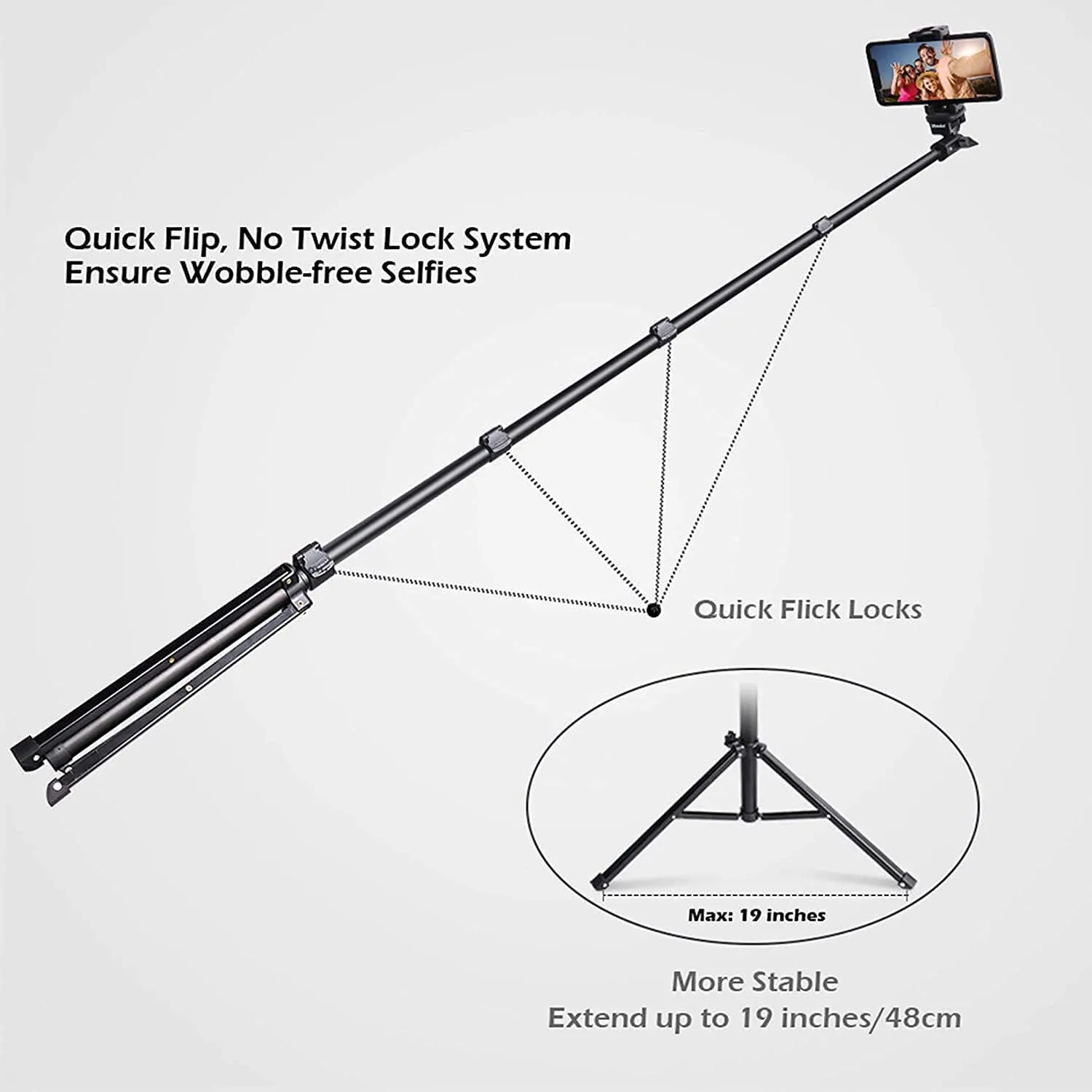 New in box! UBeesize 51" Selfie Stick/Tripod Combo with Extendable Tripod Stand with Bluetooth Remote for iPhone Android Phone, Heavy Duty Aluminum, Lightweight, Load capacity: 1 Kg