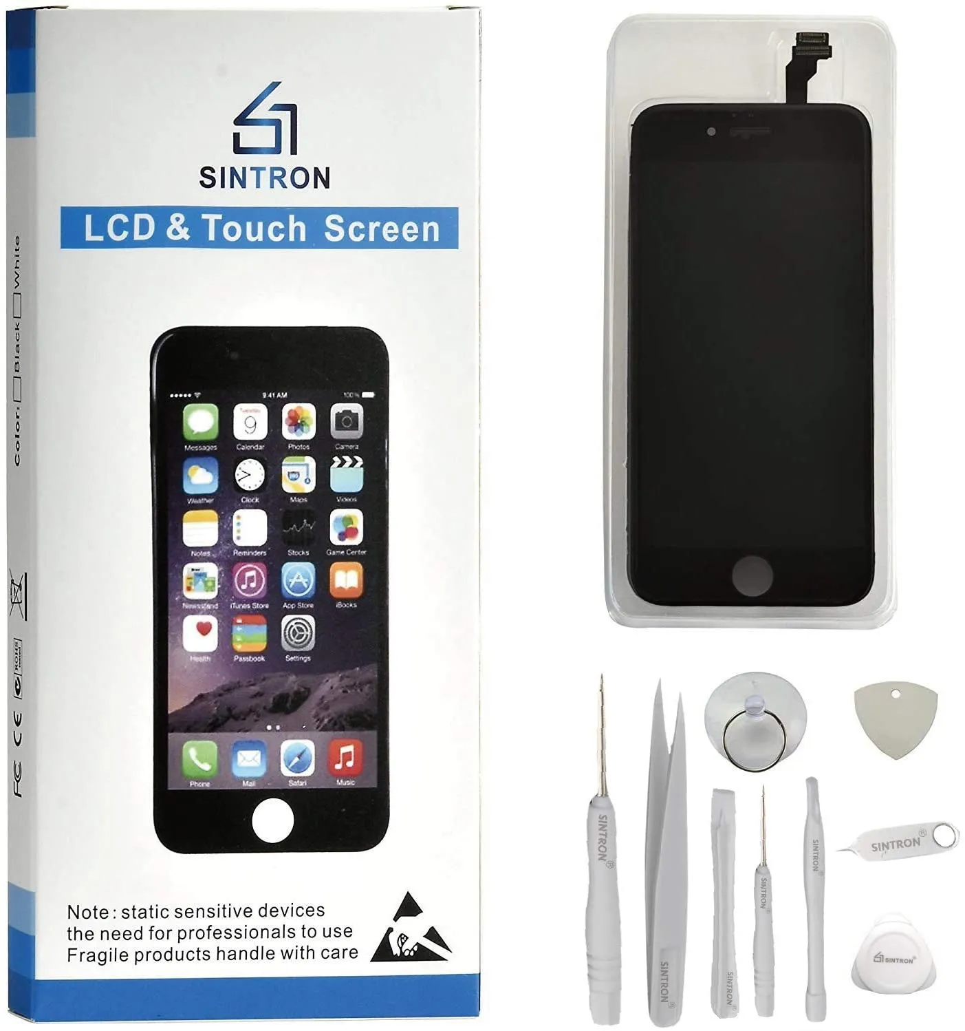 New Sintron OEM LCD Screen Replacement - for iPhone 5S 4" Black LCD Display Touch Screen Digitizer Assembly Repair Replacement Including Free Tools (for iPhone 5S/SE, Black)