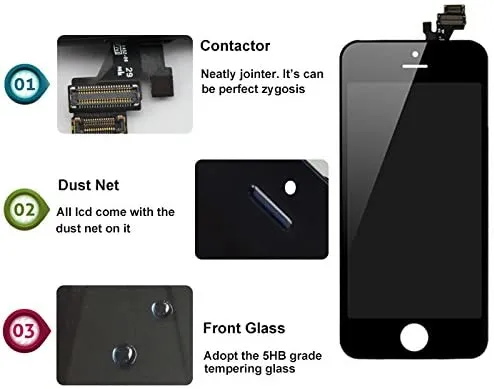 New Sintron OEM LCD Screen Replacement - for iPhone 5S 4" Black LCD Display Touch Screen Digitizer Assembly Repair Replacement Including Free Tools (for iPhone 5S/SE, Black)
