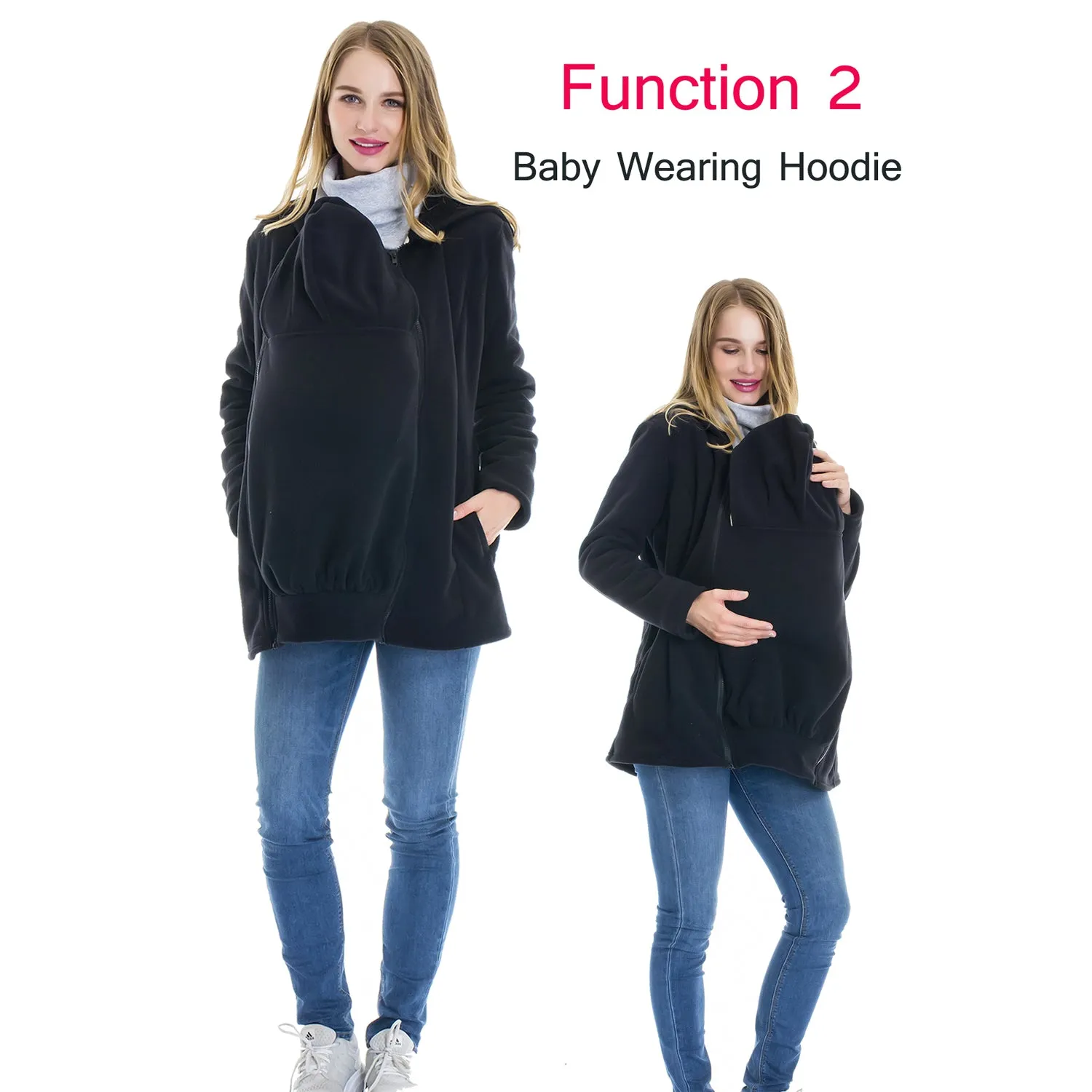 New with tags! Smallshow Women's 2 IN 1 Fleece Zip Up Maternity Baby Carrier Hoodie Coat Jacket, Colour is Wine, Sz XXL!