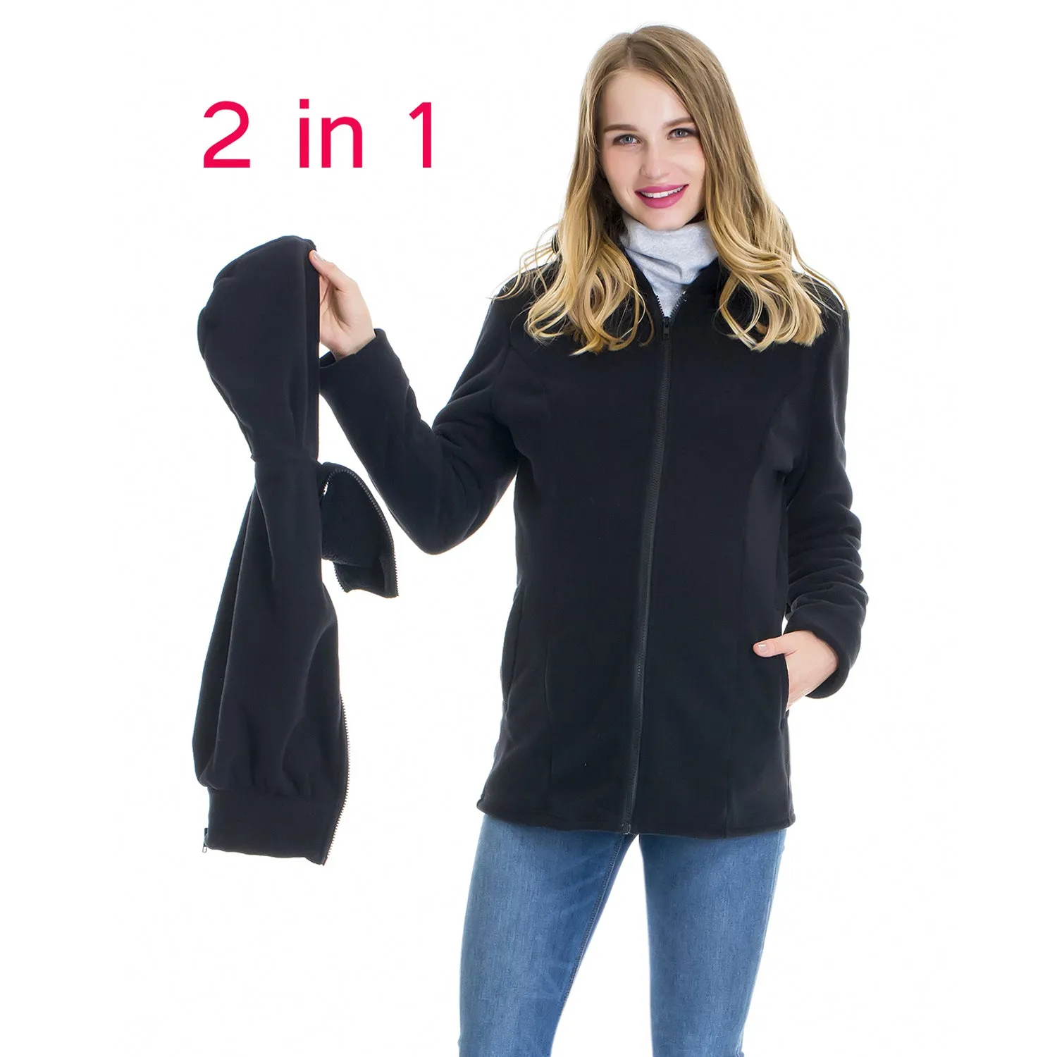 New with tags! Smallshow Women's 2 IN 1 Fleece Zip Up Maternity Baby Carrier Hoodie Coat Jacket, Colour is Wine, Sz XXL!