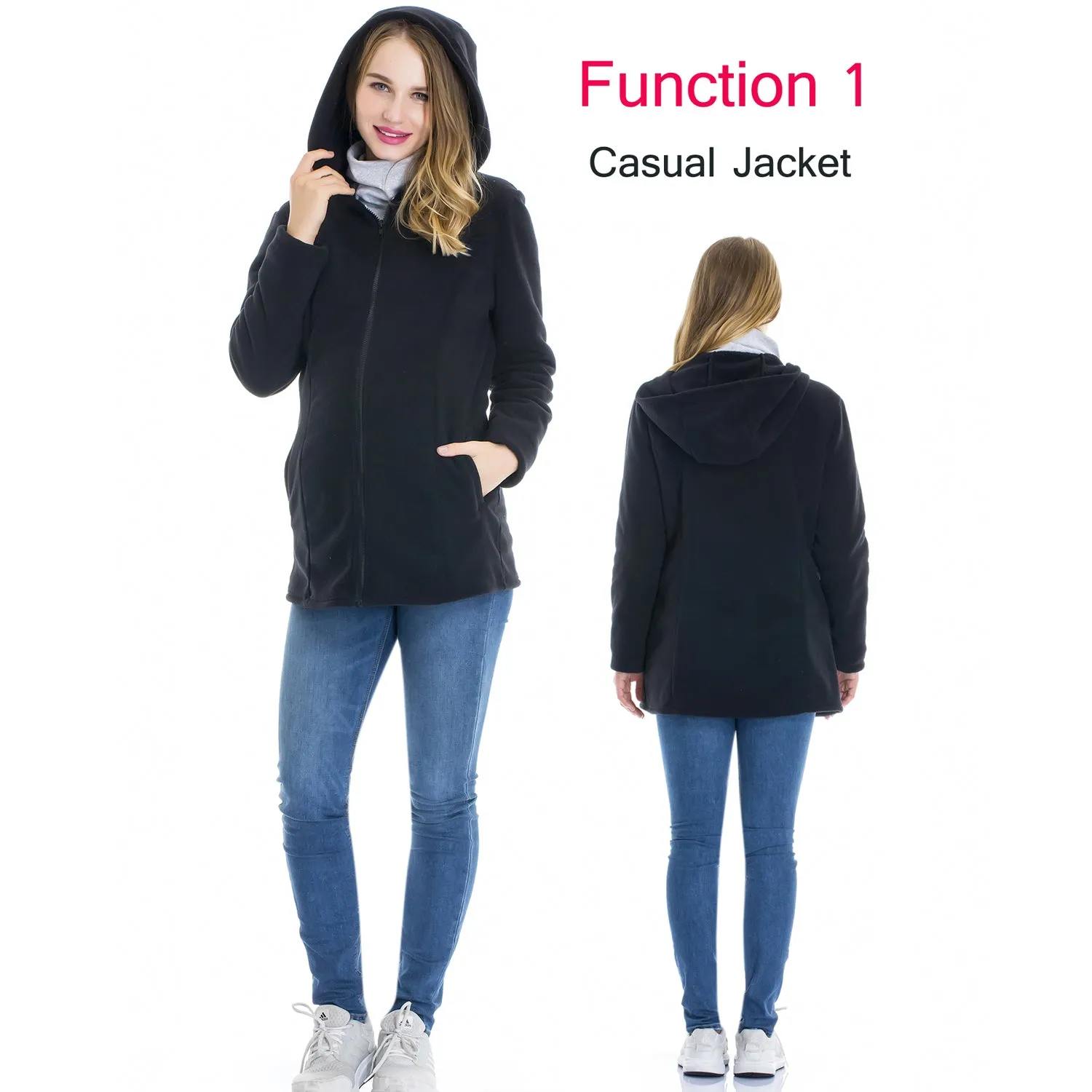 New with tags! Smallshow Women's 2 IN 1 Fleece Zip Up Maternity Baby Carrier Hoodie Coat Jacket, Colour is Wine, Sz XXL!