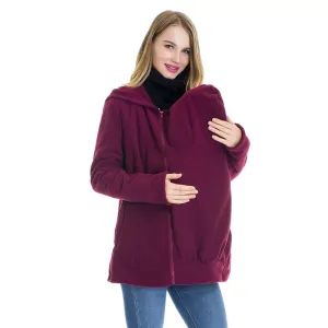 New with tags! Smallshow Women's 2 IN 1 Fleece Zip Up Maternity Baby Carrier Hoodie Coat Jacket, Colour is Wine, Sz XXL!