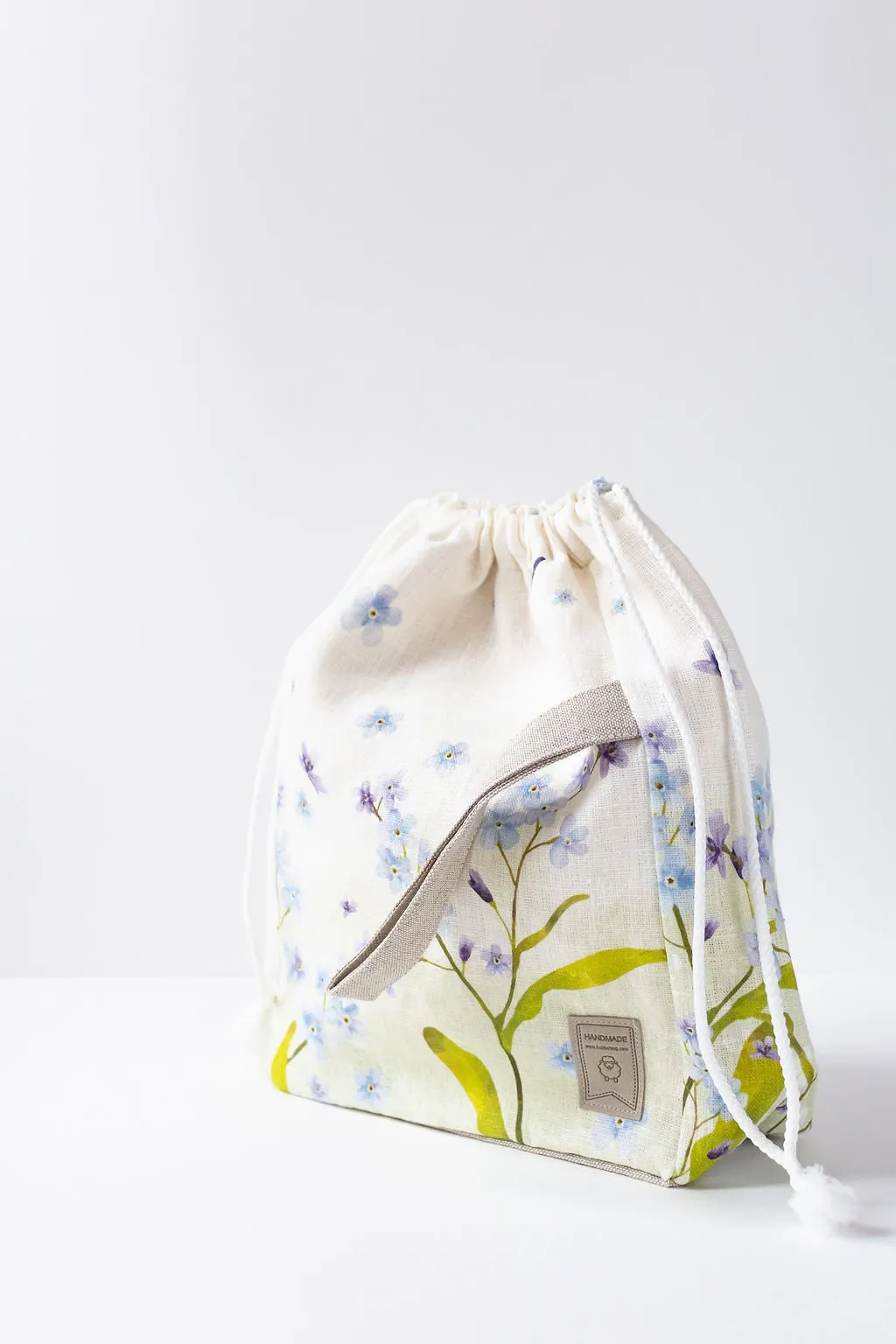 Not Forgotten Flowers print Small project bag. Special KnitterBag design. Summer Flowers collection