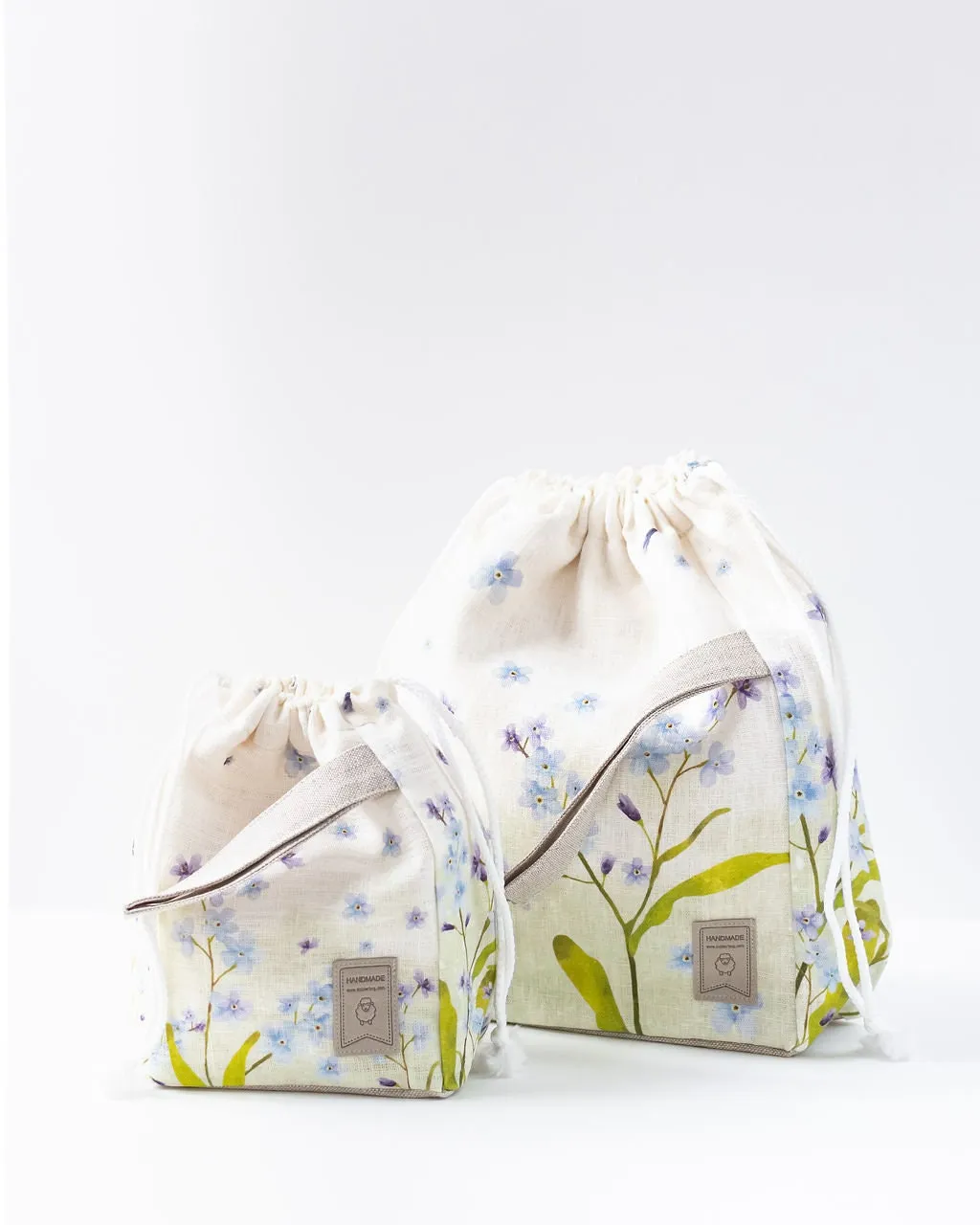 Not Forgotten Flowers print Small project bag. Special KnitterBag design. Summer Flowers collection