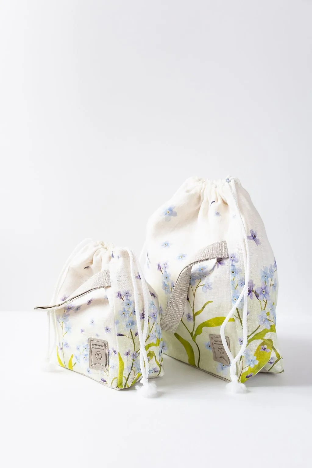 Not Forgotten Flowers print Small project bag. Special KnitterBag design. Summer Flowers collection