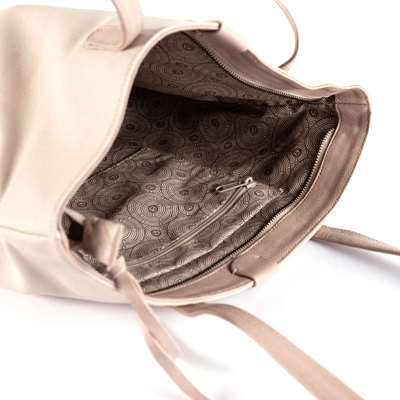 Omari : Ladies Leather Shopper Handbag in Cream and Rose Cayak
